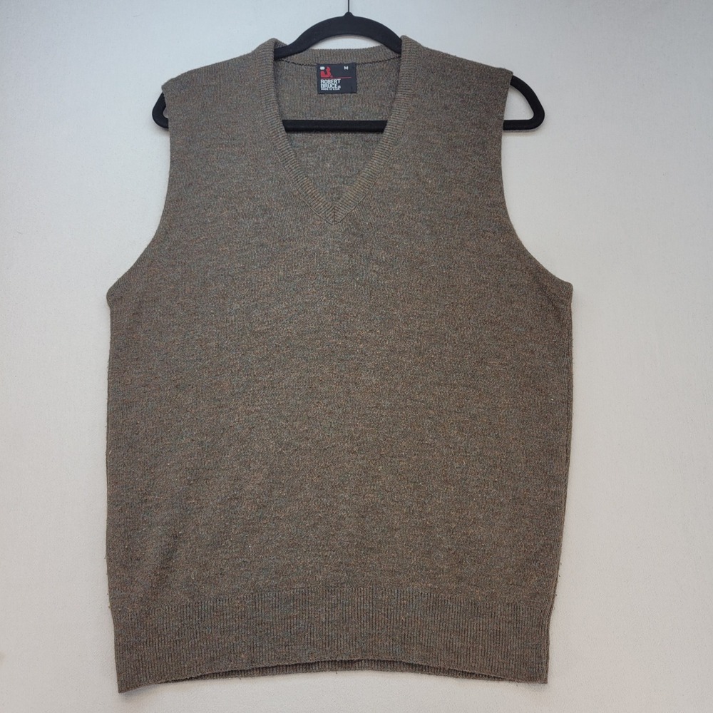 Robert Bruce Sweater Vest Mens M‎ Brown Vintage V-Neck Orlon Acrylic Knit USA